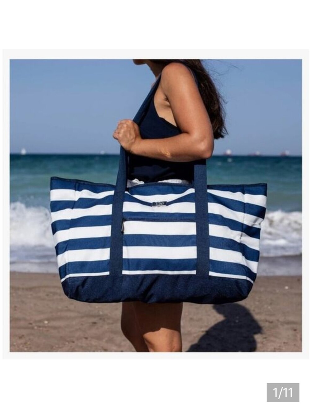 Navy & White Striped Tote Bag